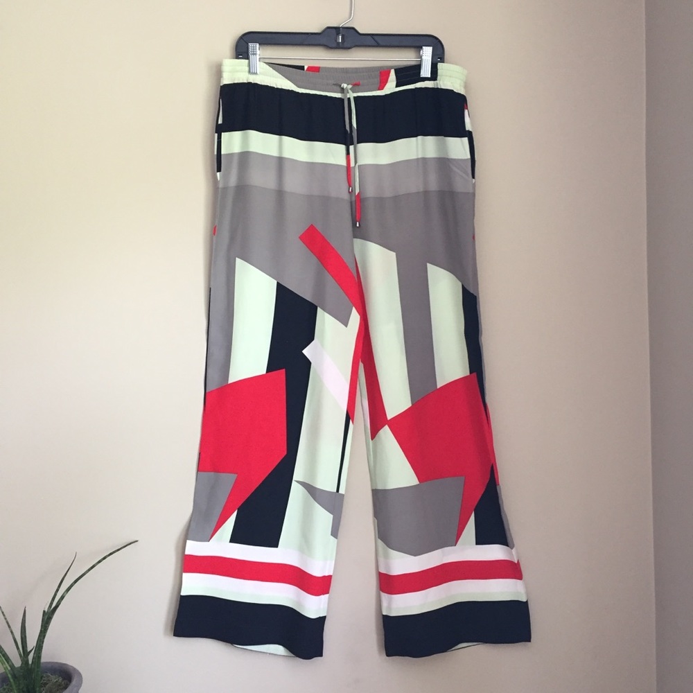 Parker NYC wide leg abstract drawstring pants S M